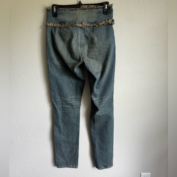 BDG Urban Outfitters Mid Wash Low Rise Fringe Skinny Jeans Womens 27 Y2K - Picture 5 of 7